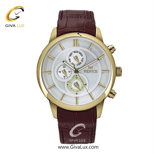 ساعت مچی اورجینال مردانه ونیز سه موتوره فول تایم طلایی | قهوه ای| نقره ای| کد رفرنس V801092102