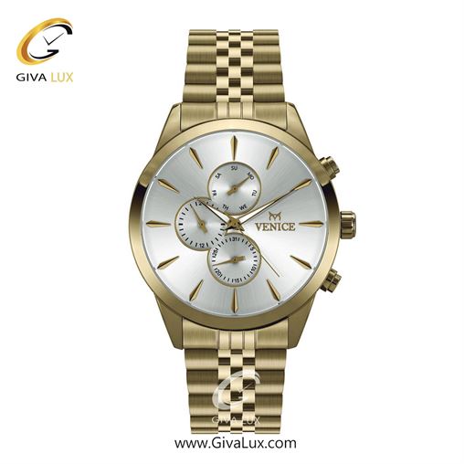 ساعت مچی اورجینال مردانه ونیز سه موتوره فول تایم طلایی | طلایی| نقره ای| کد رفرنس V801162102