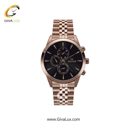 ساعت مچی اورجینال زنانه ونیز سه موتوره فول تایم رزگلد | رزگلد| مشکی| کد رفرنس V801163401