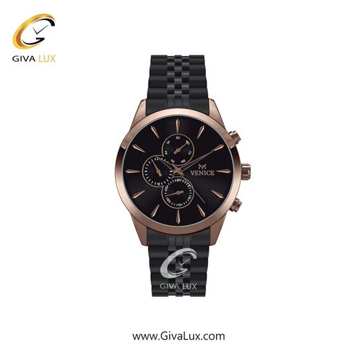ساعت مچی اورجینال زنانه ونیز سه موتوره فول تایم رزگلد | مشکی| مشکی| کد رفرنس V801166701