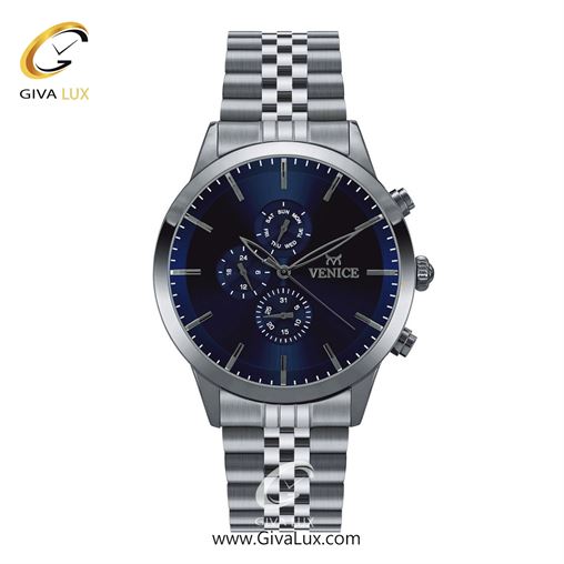 ساعت مچی اورجینال مردانه ونیز سه موتوره فول تایم نقره ای | نقره ای| سرمه ای| کد رفرنس V801201402