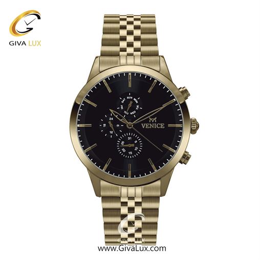 ساعت مچی اورجینال مردانه ونیز سه موتوره فول تایم طلایی | طلایی| مشکی| کد رفرنس V801202502