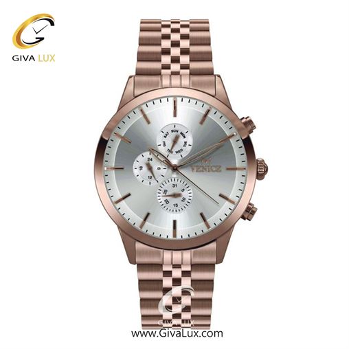 ساعت مچی اورجینال مردانه ونیز سه موتوره فول تایم رزگلد | رزگلد| نقره ای| کد رفرنس V801203102