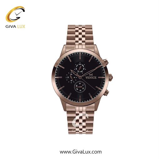 ساعت مچی اورجینال زنانه ونیز سه موتوره فول تایم رزگلد | رزگلد| مشکی| کد رفرنس V801203401