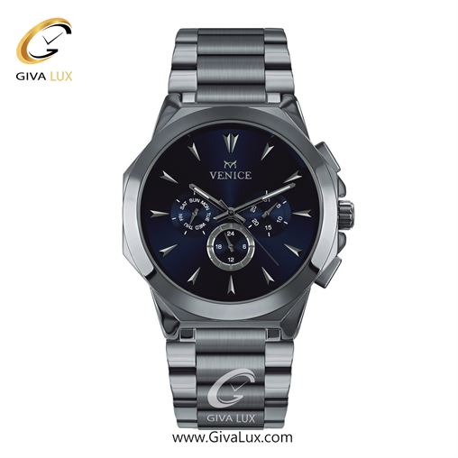 ساعت مچی اورجینال مردانه ونیز سه موتوره فول تایم نقره ای | نقره ای| سرمه ای| کد رفرنس V801221402