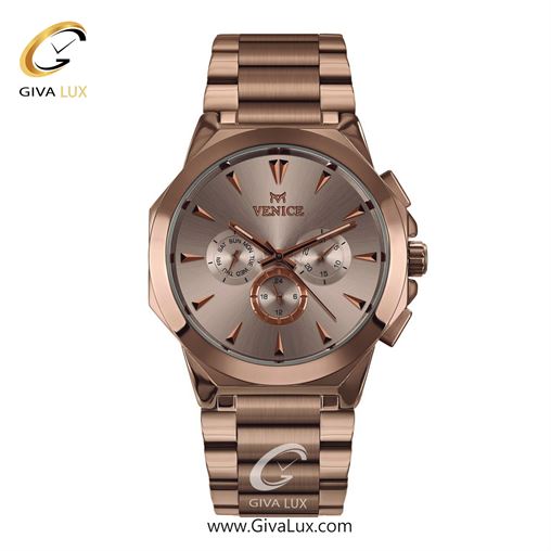 ساعت مچی اورجینال مردانه ونیز سه موتوره فول تایم رزگلد | رزگلد| رزگلد| کد رفرنس V801223002