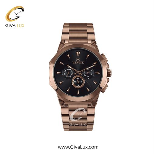 ساعت مچی اورجینال زنانه ونیز سه موتوره فول تایم رزگلد | رزگلد| مشکی| کد رفرنس V801223401