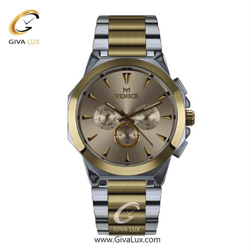 ساعت مچی اورجینال مردانه ونیز سه موتوره فول تایم نقره ای-طلایی | نقره ای-طلایی| شامپاینی| کد رفرنس V801225402