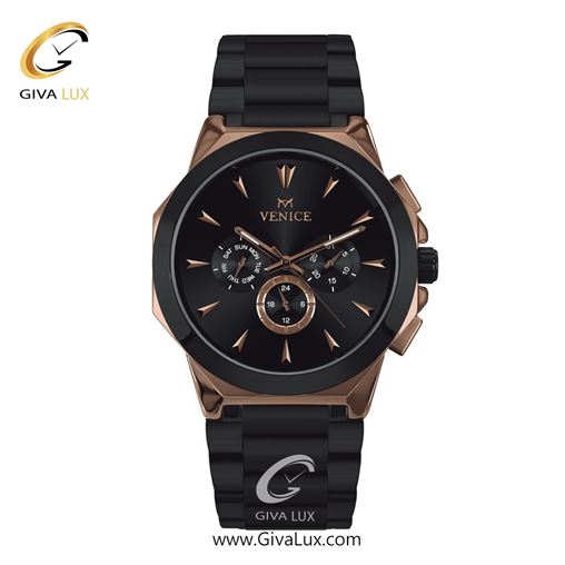 ساعت مچی اورجینال مردانه ونیز سه موتوره فول تایم رزگلد-مشکی | مشکی| مشکی| کد رفرنس V801226702