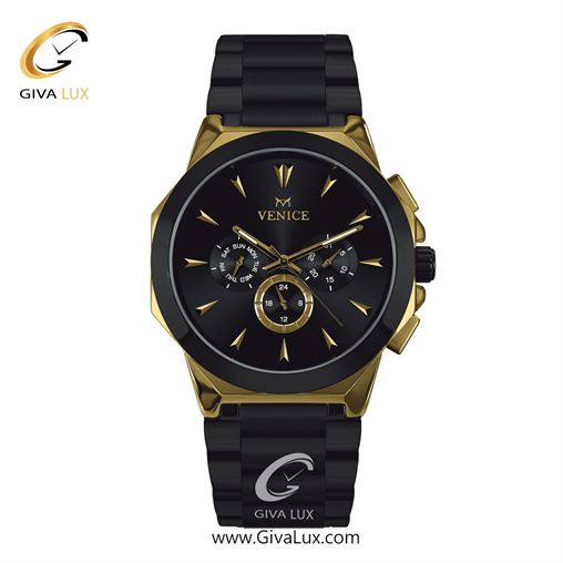 ساعت مچی اورجینال مردانه ونیز سه موتوره فول تایم طلایی-مشکی | مشکی| مشکی| کد رفرنس V801227002