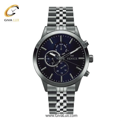 ساعت مچی اورجینال مردانه ونیز سه موتوره فول تایم نقره ای | نقره ای| سرمه ای| کد رفرنس V801231402