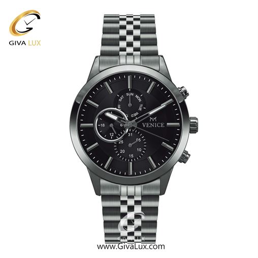 ساعت مچی اورجینال مردانه ونیز سه موتوره فول تایم نقره ای | نقره ای| مشکی| کد رفرنس V801231502