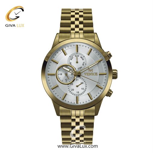 ساعت مچی اورجینال مردانه ونیز سه موتوره فول تایم طلایی | طلایی| نقره ای| کد رفرنس V801232102