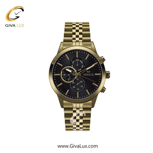 ساعت مچی اورجینال زنانه ونیز سه موتوره فول تایم طلایی | طلایی| مشکی| کد رفرنس V801232501