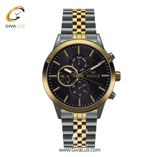 ساعت مچی اورجینال مردانه ونیز سه موتوره فول تایم نقره ای-طلایی | نقره ای-طلایی| مشکی| کد رفرنس V801235602