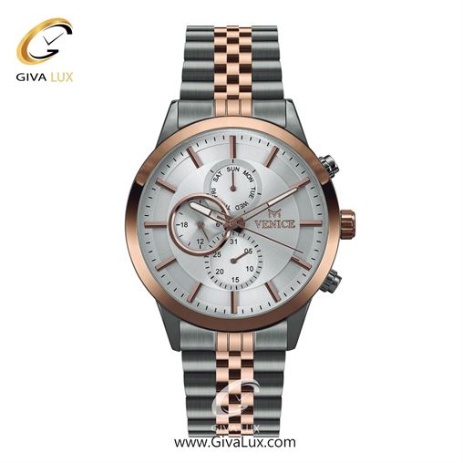 ساعت مچی اورجینال مردانه ونیز سه موتوره فول تایم رزگلد-نقره ای | نقره ای-رزگلد| نقره ای| کد رفرنس V801236002
