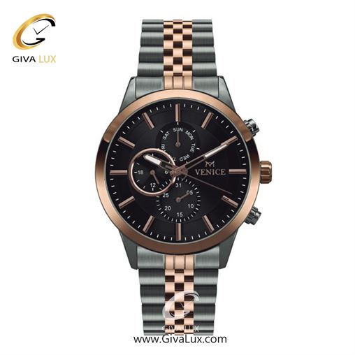 ساعت مچی اورجینال مردانه ونیز سه موتوره فول تایم نقره ای-رزگلد | نقره ای-رزگلد| مشکی| کد رفرنس V801236402