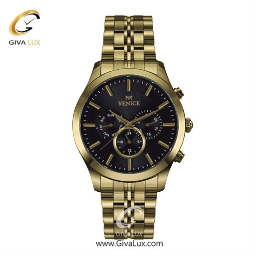 ساعت مچی اورجینال مردانه ونیز سه موتوره فول تایم طلایی | طلایی| مشکی| کد رفرنس V801262502