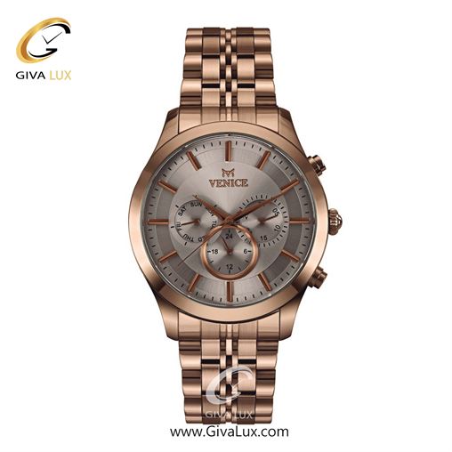 ساعت مچی اورجینال مردانه ونیز سه موتوره فول تایم رزگلد | رزگلد| رزگلد| کد رفرنس V801263002