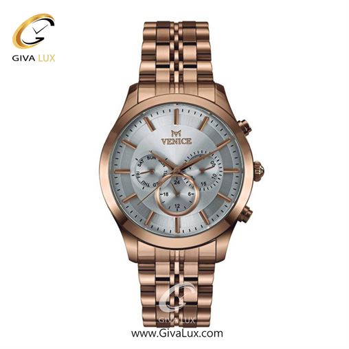 ساعت مچی اورجینال مردانه ونیز سه موتوره فول تایم رزگلد | رزگلد| نقره ای| کد رفرنس V801263102