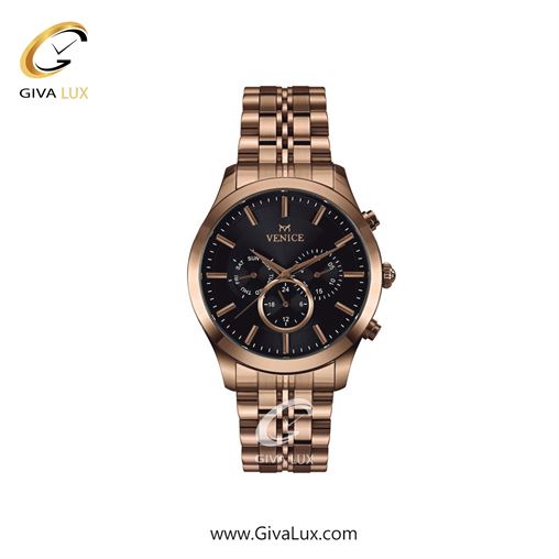 ساعت مچی اورجینال زنانه ونیز سه موتوره فول تایم رزگلد | رزگلد| مشکی| کد رفرنس V801263401