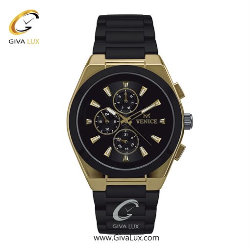 ساعت مچی اورجینال مردانه ونیز سه موتوره فول تایم مشکی-طلایی | مشکی| مشکی| کد رفرنس V801277002