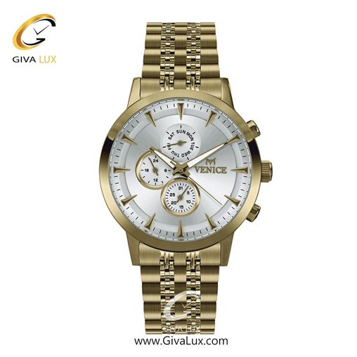 ساعت مچی اورجینال مردانه ونیز سه موتوره فول تایم طلایی | طلایی| نقره ای| کد رفرنس V801282102