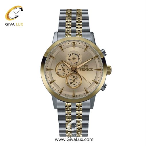 ساعت مچی اورجینال مردانه ونیز سه موتوره فول تایم طلایی-نقره ای | نقره ای-طلایی| شامپاینی| کد رفرنس V801285402