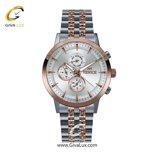 ساعت مچی اورجینال مردانه ونیز سه موتوره فول تایم نقره ای-رزگلد | رزگلد-نقره ای| نقره ای| کد رفرنس V801286002