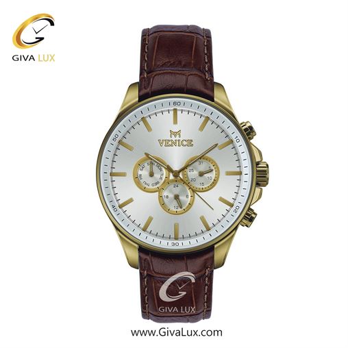 ساعت مچی اورجینال مردانه ونیز سه موتوره فول تایم طلایی | قهوه ای| نقره ای| کد رفرنس V801392102