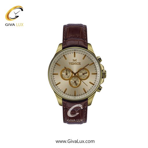 ساعت مچی اورجینال زنانه ونیز سه موتوره فول تایم طلایی | قهوه ای| شامپاینی| کد رفرنس V801392301