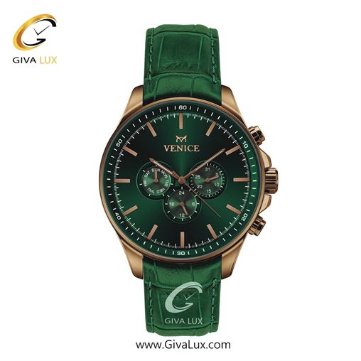 ساعت مچی اورجینال مردانه ونیز سه موتوره فول تایم رزگلد | سبز| سبز یشمی تیره| کد رفرنس V801393702
