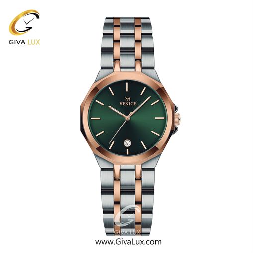 ساعت مچی اورجینال زنانه ونیز نقره ای-رزگلد | نقره ای-رزگلد| سبز یشمی تیره| کد رفرنس V801456501