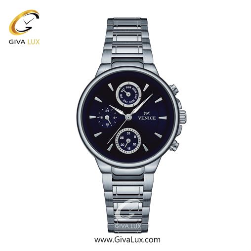 ساعت مچی اورجینال زنانه ونیز سه موتوره فول تایم نقره ای | نقره ای| سرمه ای| کد رفرنس V801541401