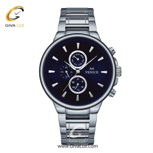 ساعت مچی اورجینال مردانه ونیز سه موتوره فول تایم نقره ای | نقره ای| سرمه ای| کد رفرنس V801541402