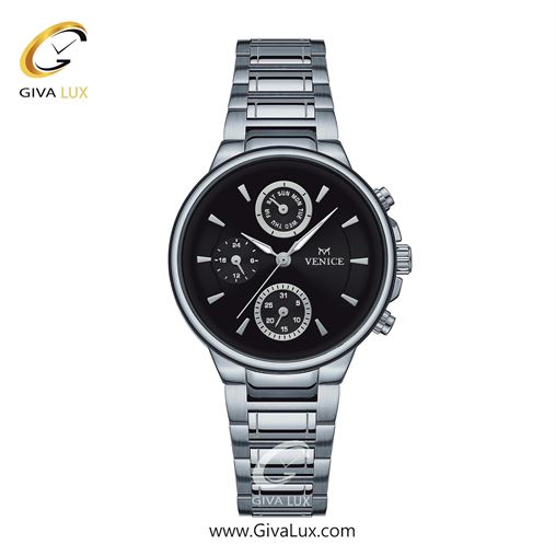ساعت مچی اورجینال زنانه ونیز سه موتوره فول تایم نقره ای | نقره ای| مشکی| کد رفرنس V801541501