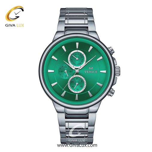 ساعت مچی اورجینال مردانه ونیز سه موتوره فول تایم نقره ای | نقره ای| سبزآبی| کد رفرنس V801541812