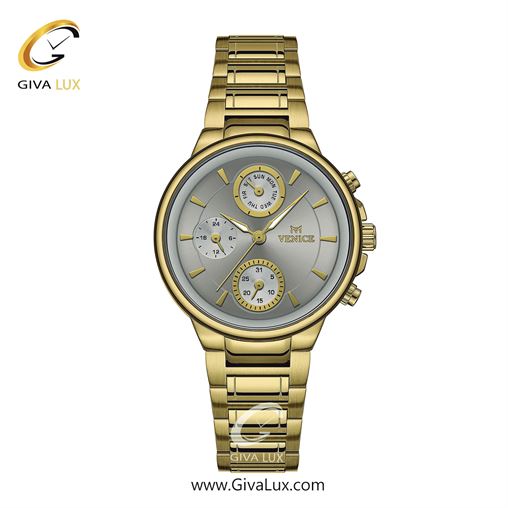 ساعت مچی اورجینال زنانه ونیز سه موتوره فول تایم طلایی | طلایی| نقره ای| کد رفرنس V801542101
