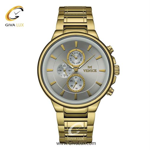 ساعت مچی اورجینال مردانه ونیز سه موتوره فول تایم طلایی | طلایی| نقره ای| کد رفرنس V801542102