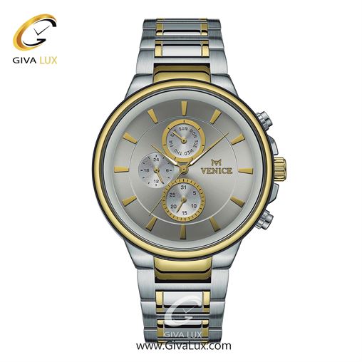 ساعت مچی اورجینال مردانه ونیز سه موتوره فول تایم نقره ای-طلایی | نقره ای-طلایی| نقره ای| کد رفرنس V801545302
