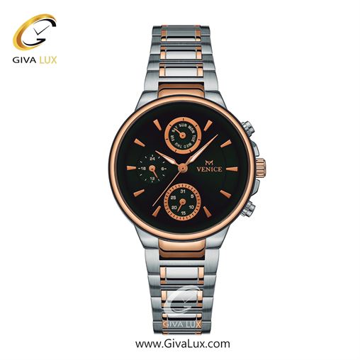 ساعت مچی اورجینال زنانه ونیز سه موتوره فول تایم رزگلد-نقره ای | نقره ای-رزگلد| سبز یشمی تیره| کد رفرنس V801546501