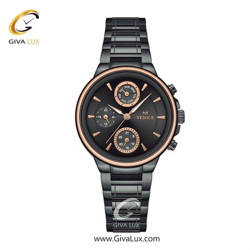 ساعت مچی اورجینال زنانه ونیز سه موتوره فول تایم رزگلد-تیتانیوم | تیتانیوم(زغالی)| دودی|تیتانیوم| کد رفرنس V801548201