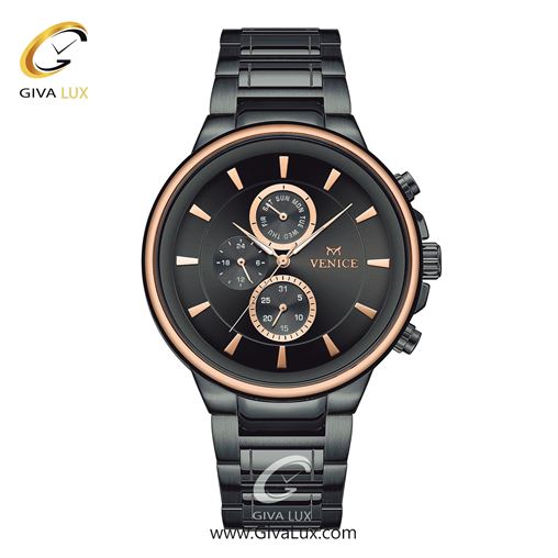 ساعت مچی اورجینال مردانه ونیز سه موتوره فول تایم رزگلد-تیتانیوم | تیتانیوم(زغالی)| دودی|تیتانیوم| کد رفرنس V801548202