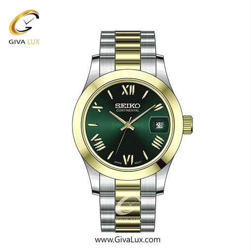 ساعت مچی اورجینال زنانه سیکو (کانتیننتال) | Seiko (Continental)  نقره ای-طلایی | نقره ای-طلایی| سبز یشمی تیره| کد رفرنس 0406