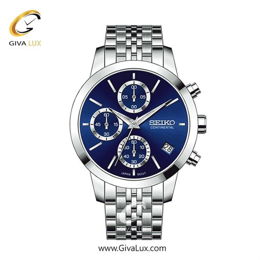 ساعت مچی اورجینال زنانه سیکو (کانتیننتال) | Seiko (Continental)  سه موتوره کرنوگراف نقره ای | نقره ای| سرمه ای| کد رفرنس 0412
