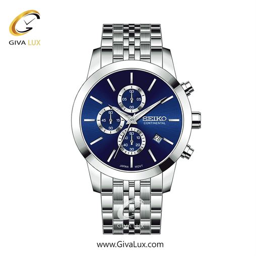 ساعت مچی اورجینال مردانه سیکو (کانتیننتال) | Seiko (Continental)  سه موتوره کرنوگراف نقره ای | نقره ای| سرمه ای| کد رفرنس 0412
